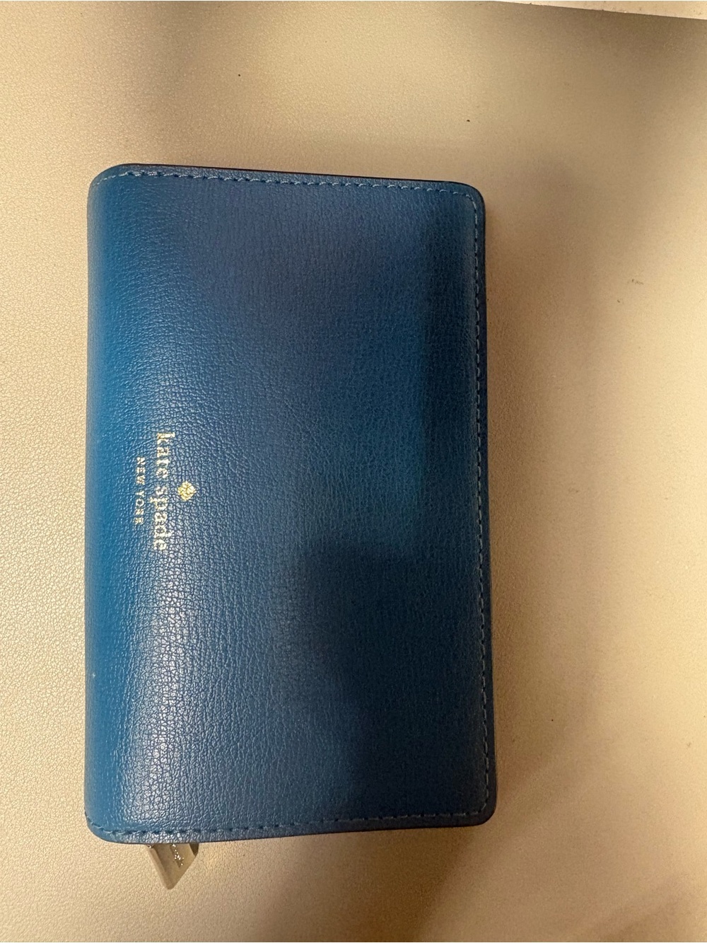 kate spade Deep Blue Leather Zip Card Wallet